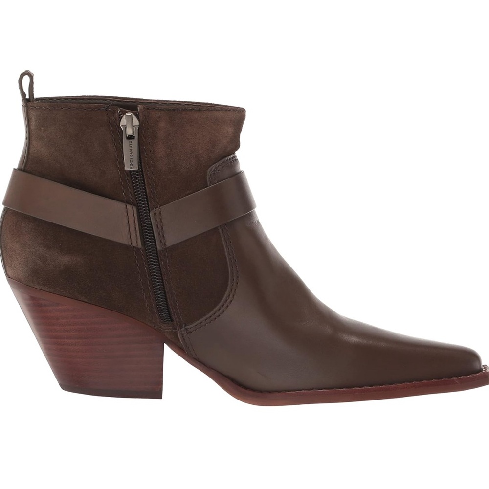 Vince Camuto NEW Nenanie Leather Suede Bootie Taupe Size 10 - Picture 3 of 13